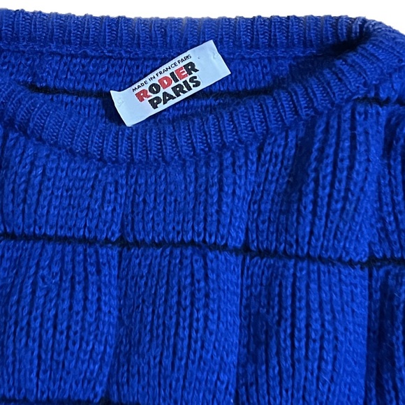 RODIER PARIS Blue Vintage Quilted Sweater - Picture 5 of 8